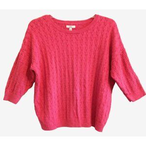 Croft & Barrow Sweater Women's 3/4 Sleeve Bright Pink Drop Shoulder - XXL